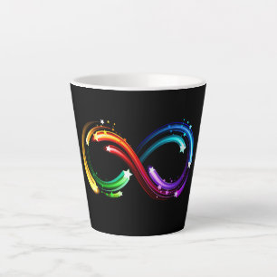 Caneca De Café Latte Símbolo do infinito de cometas arco-íris