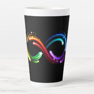 Caneca De Café Latte Símbolo do infinito de cometas arco-íris