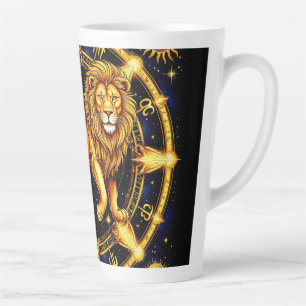 Caneca De Café Latte Símbolo do Zodíaco Leão Sobre Fundo Estelar Celest