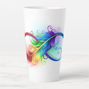 Caneca De Café Latte Símbolo Infinito com Pena Arco-Íris