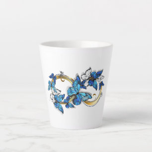 Caneca De Café Latte Símbolo Infinito de Borboletas Azuis Morpho