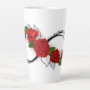 Caneca De Café Latte Símbolo Infinity com Rosa vermelha