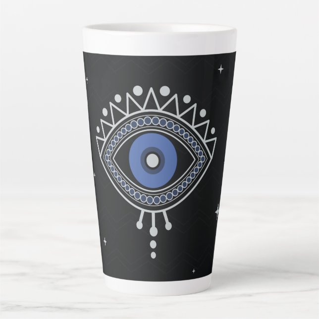 Caneca De Café Latte símbolo mágico de talismã para proteção dos olhos  (Frente)