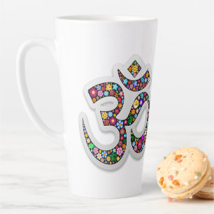 Caneca De Café Latte Símbolo Namaste Floral Yoga