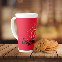 Caneca De Café Latte Símbolo Sagittarius Starburst Vermelho