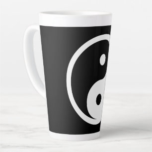 Caneca De Café Latte Símbolo Yin Yang - tatuagem sólida design 2