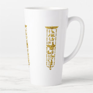 Caneca De Café Latte Símbolos Antigos Egípcios Dourados – Hieróglifos L