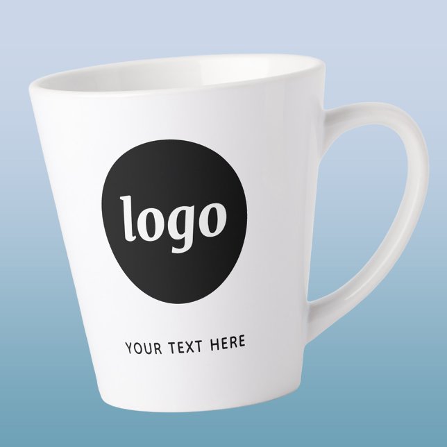 Caneca De Café Latte Simple Logo and Text Business Promotional (Simple logo with custom text business branding promotional latte coffee mug)