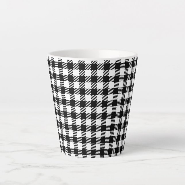 Caneca De Café Latte Simple Monochrome Buffalo Plaid Pattern (Frente)
