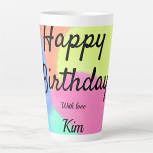 Caneca De Café Latte simples caligrafia feliz aniversário personalizado