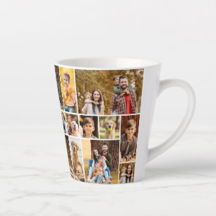 Caneca De Café Latte Simples Colagem de Fotos Única 21 Colagem Minimali