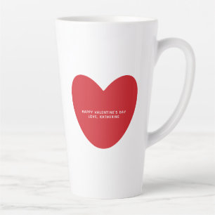 Caneca De Café Latte Simples Dia de os namorados vermelho-coração perso