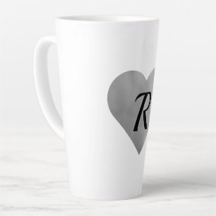 Caneca De Café Latte simples e mínimo adicione a foto do seu monograma