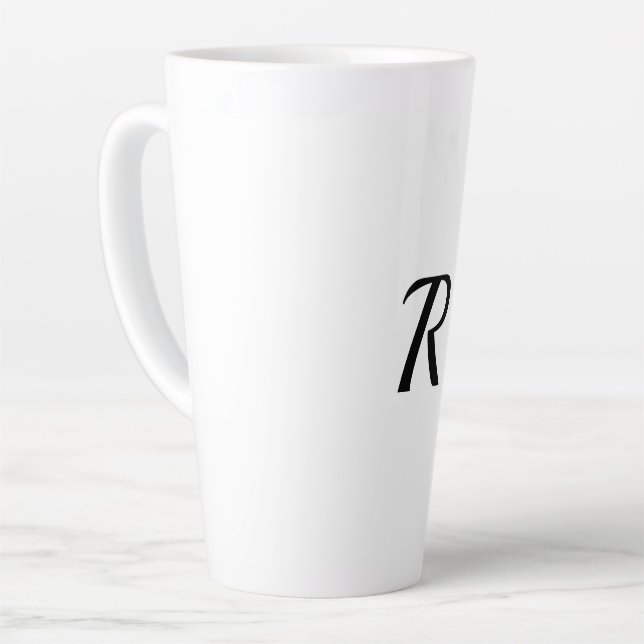 Caneca De Café Latte simples e mínimo adicione a foto do seu monograma  (Ângulo esquerdo)