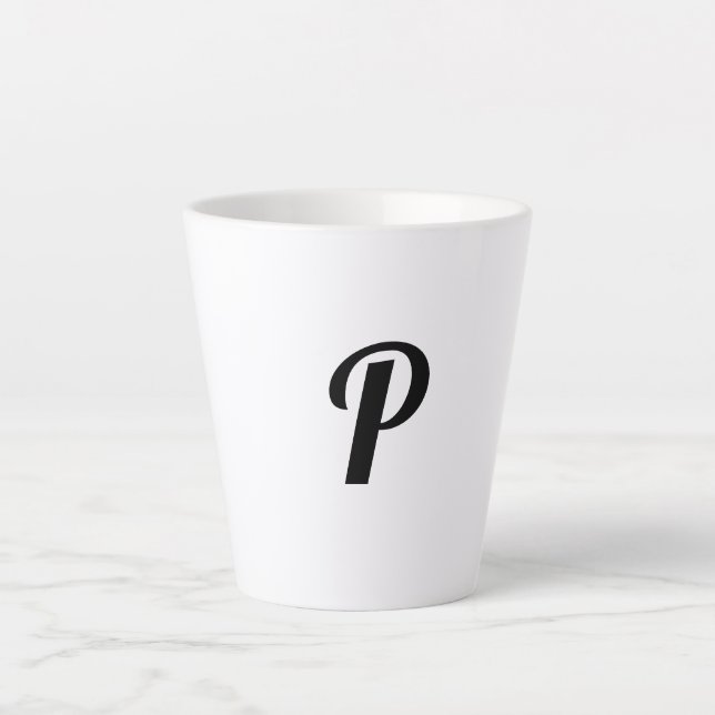 Caneca De Café Latte simples e mínimo adicione a foto do seu monograma  (Frente)
