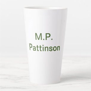 Caneca De Café Latte Simples minimal verde adicione seu texto nome foto