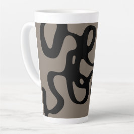 Caneca De Café Latte Sinais distantes: Abstrato preto e Cinza