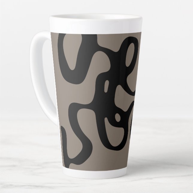Caneca De Café Latte Sinais distantes: Abstrato preto e Cinza (Ângulo esquerdo)