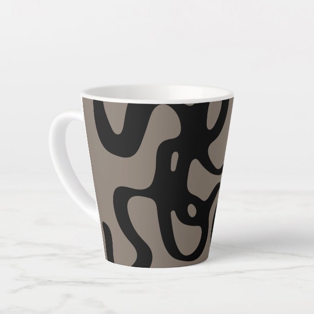 Caneca De Café Latte Sinais distantes: Abstrato preto e Cinza (Ângulo esquerdo)