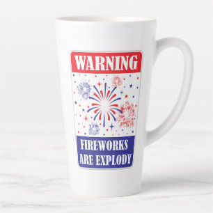 Caneca De Café Latte Sinal de Alerta de Fogos de Artifício