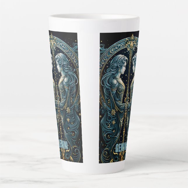 Caneca De Café Latte Sinal de astrologia Gemini (Frente)