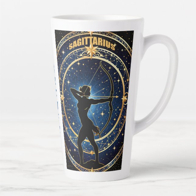 Caneca De Café Latte Sinal de astrologia sagitário (Direita)