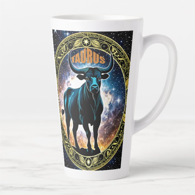 Caneca De Café Latte Sinal de astrologia Taurus (Direita)