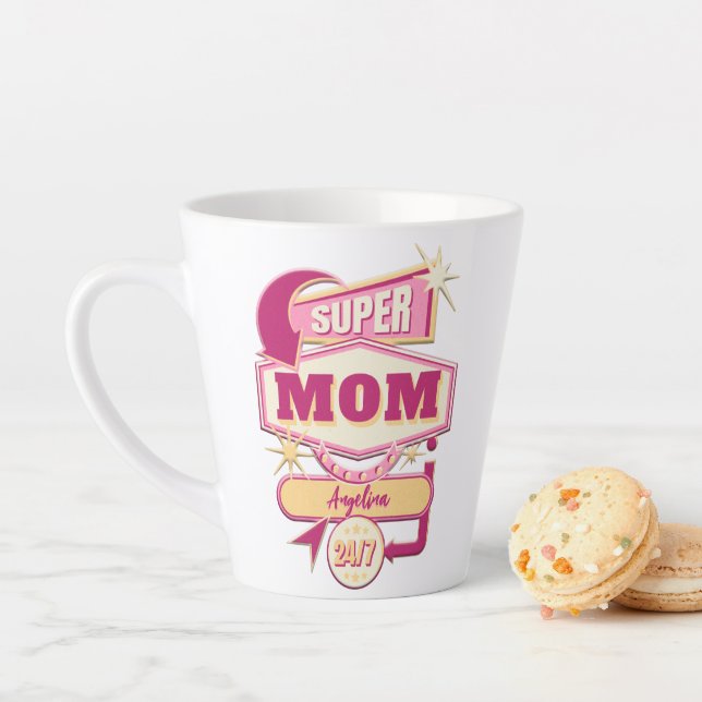 Caneca De Café Latte Sinal de Lanchonete Retrô Super Mãe (In Situ)