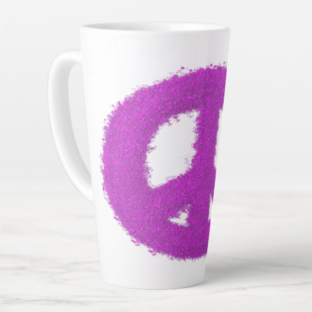 Caneca De Café Latte Sinal de Paz Roxo (Ângulo esquerdo)