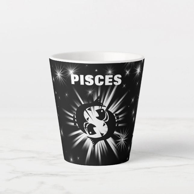 Caneca De Café Latte sinal de peixes (Frente)