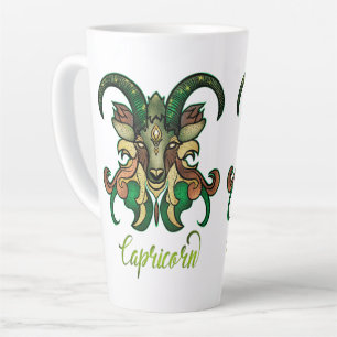 Caneca De Café Latte sinal do zodíaco Capricórnio Bode Marinho verde ma