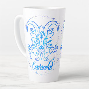 Caneca De Café Latte sinal do zodíaco Capricórnio brilho azul claro gli