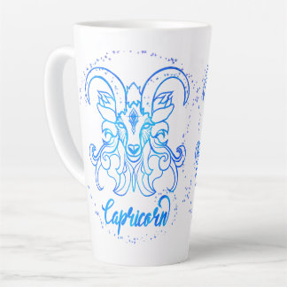 Caneca De Café Latte sinal do zodíaco Capricórnio brilho azul claro gli