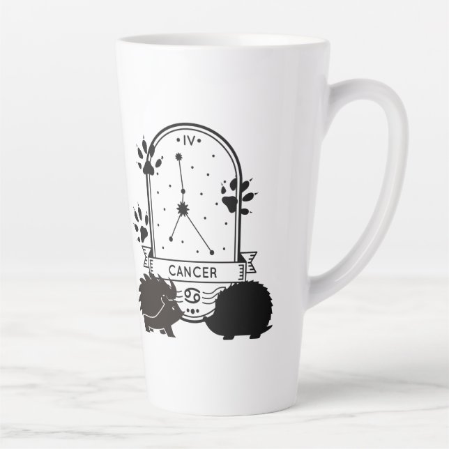Caneca De Café Latte Sinal Zodíaco e Pets Correspondentes. Cancer - Hed (Direita)