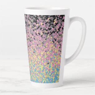 Caneca De Café Latte Sinalizador do Orgulho de Polígeno Pixelado Trippy