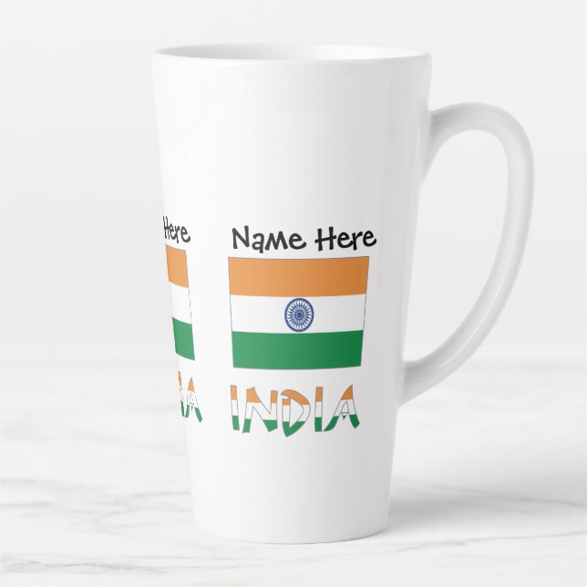 Caneca De Café Latte Sinalizador Indiano Personalizado (Direita)