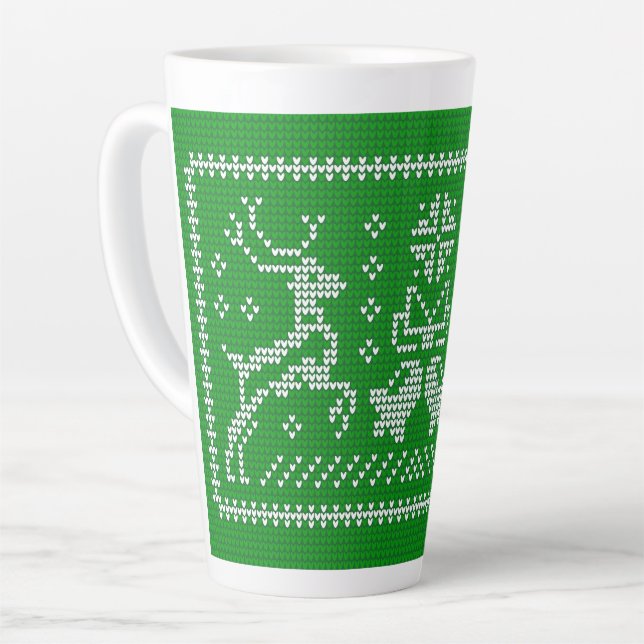 Caneca De Café Latte Sinos de jingles de suéter feio (Ângulo esquerdo)