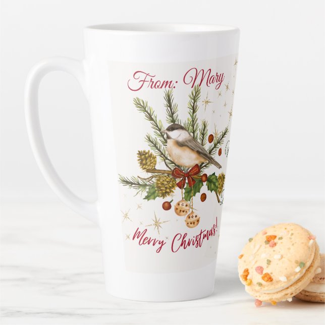 Caneca De Café Latte Sip & Cherish: Your "Postcard" Christmas Mug;  (In Situ)