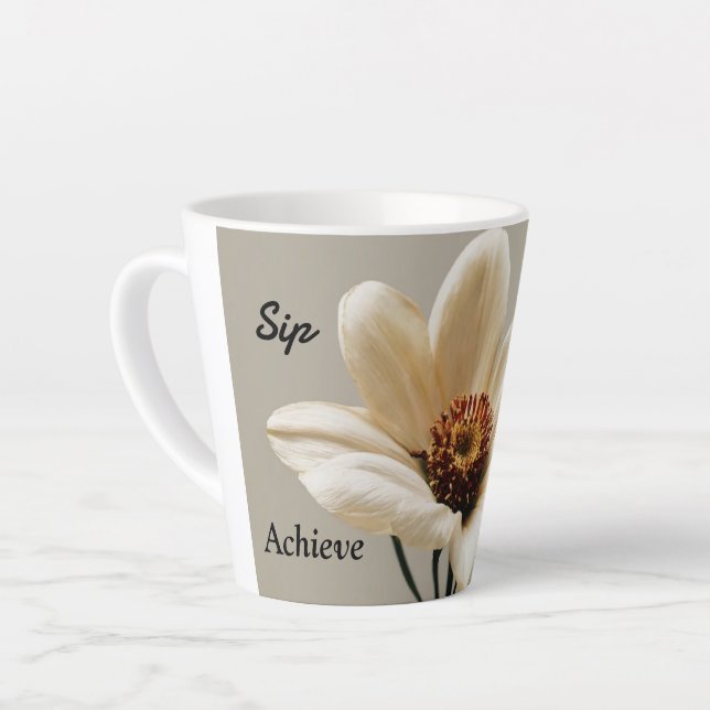 Caneca De Café Latte Sip, Dream, Achieve Designer Mug (Ângulo esquerdo)