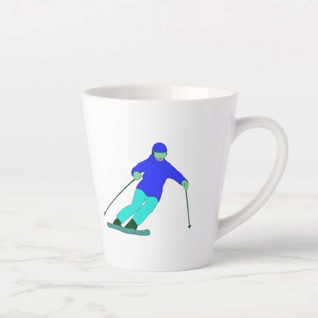 Caneca De Café Latte Skier Snow Skiing (Direita)