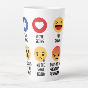 Caneca De Café Latte Skiing Emojis