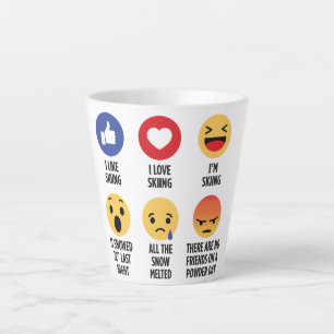Caneca De Café Latte Skiing Emojis