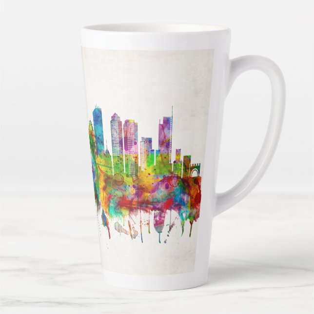 Caneca De Café Latte Skyline de Boston Massachusetts (Direita)