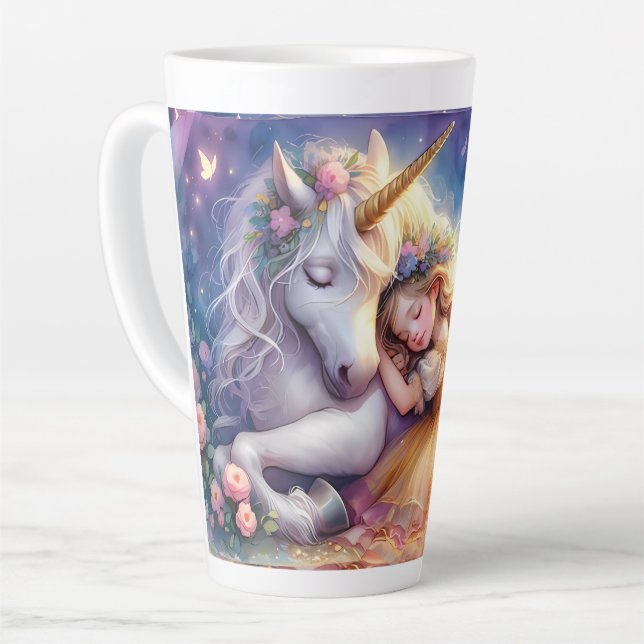 Caneca De Café Latte Sleeping Girl Unicorn Dreamscape (Ângulo esquerdo)