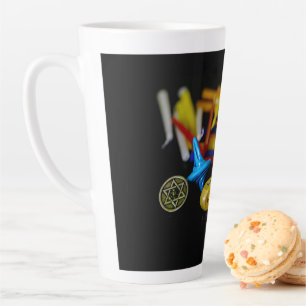 Caneca De Café Latte SlipperyJoe Hanukkah natureza-morta simbólica feri