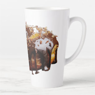 Caneca De Café Latte SlipperyJoe's donut decadente coberto com uma espe