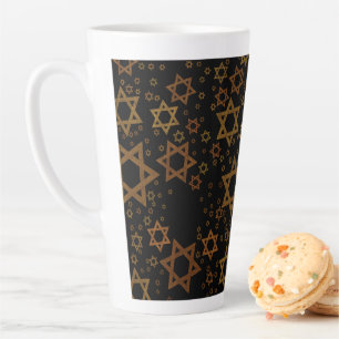 Caneca De Café Latte SlipperyJoe's Estrela de David temática de Hanukka