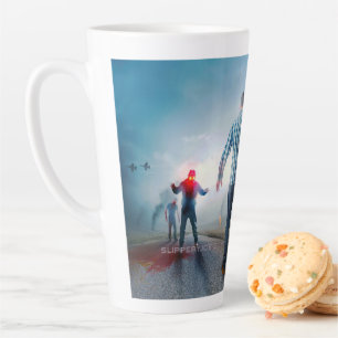 Caneca De Café Latte SlipperyJoe's olhos brilhantes de zumbis no Hallow
