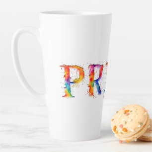 Caneca De Café Latte SlipperyJoe's texto colorido e criativo com tema d