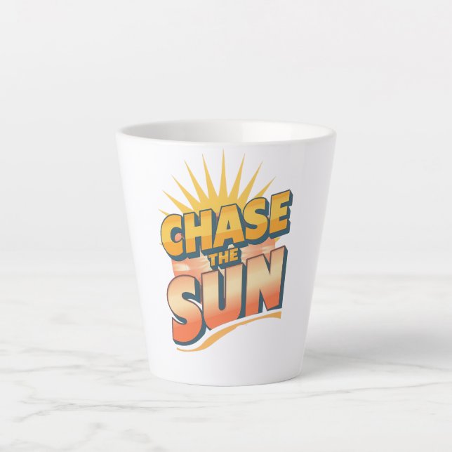 Caneca De Café Latte Slogan de Viagem Aventureira e Sol (Frente)